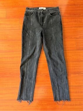 Reformation Black High-Rise Jeans with Frayed Hem
